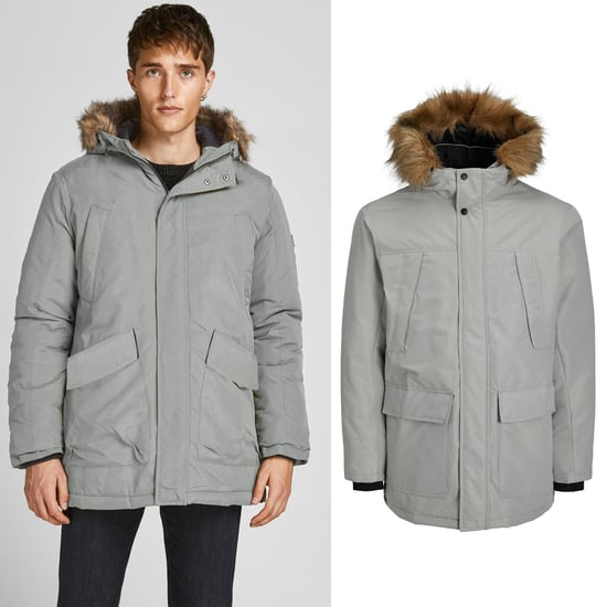 Men's Jack Jones Great Padded Parka Jacket in Grey