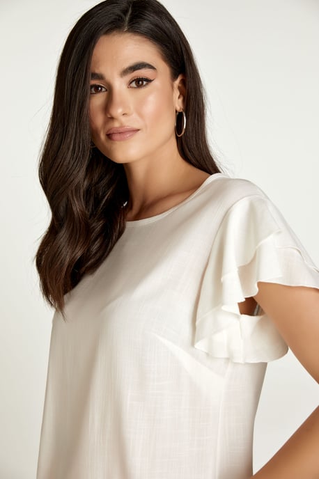Frill Detail Ecru Top