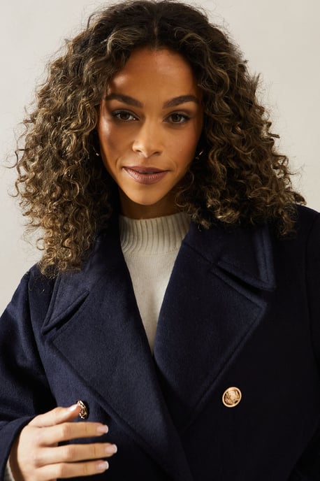 Buckle Detail Double Breasted Coat
