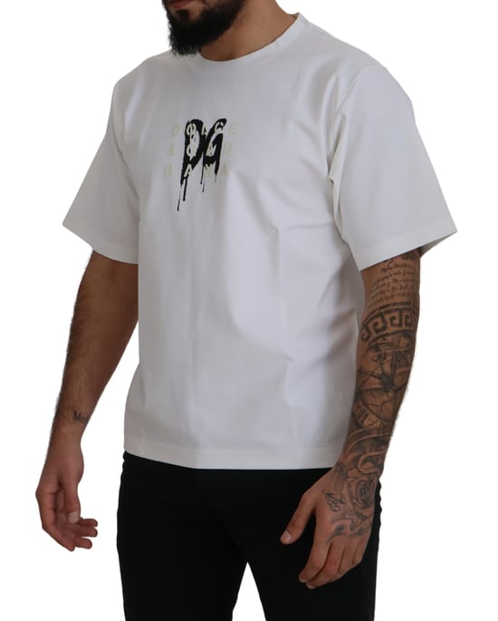 Dolce & Gabbana Graffiti Logo Print with Rubber effect T-Shirt in White