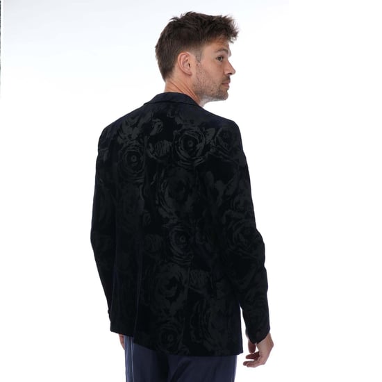 Men's Ted Baker Bathj Velvet Jacquard Rose Blazer in Black