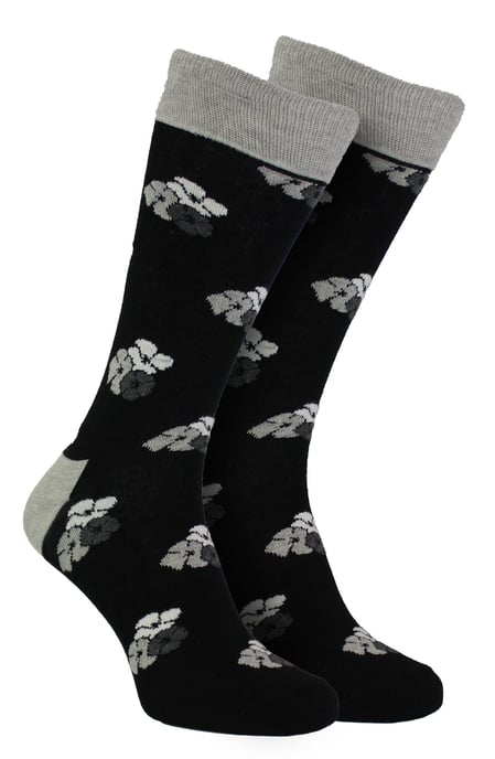HS by Happy Socks - Mens 3 Pack Classic Flower Dress Socks - Flower (Black) - Image 1