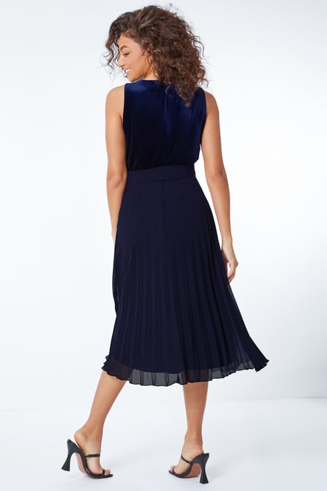 Petite Velvet Pleated Midi Dress