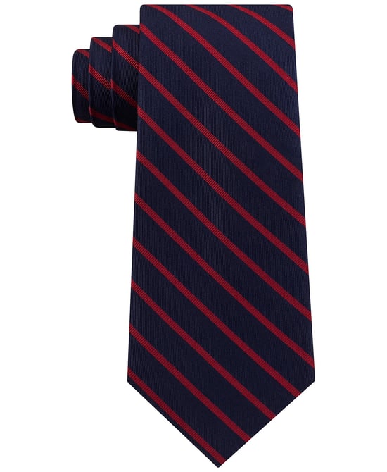 Tommy Hilfiger Men's Neck Tie Blue Red One Size Exotic Stripes Skinny