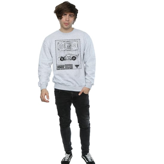 Disney Mens Cars Lightning McQueen Blueprint Sweatshirt (Sports Grey)