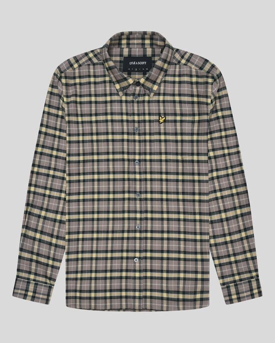 Mens Check Flannel Shirt in Green - Image 5