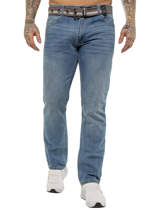 Enzo | Heren Designer Regular Fit Denim Jeans -Lichtblauw - Image 2