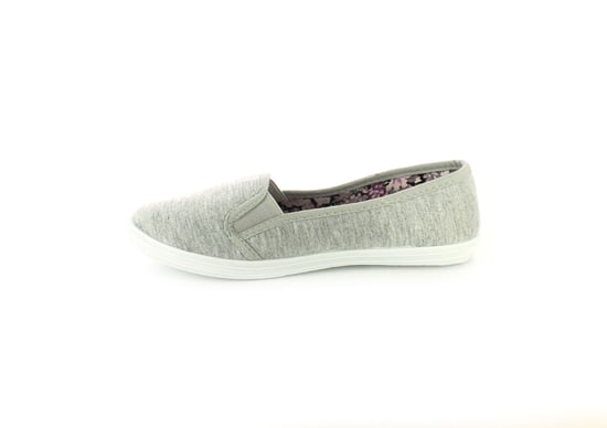 New Ladies/Womens Grey Slip Ons Elasicated Gusset Canvas Pumps.