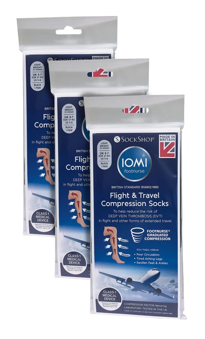 IOMI - 3 Pair Multipack Ladies Flight Socks - Beige - Image 2
