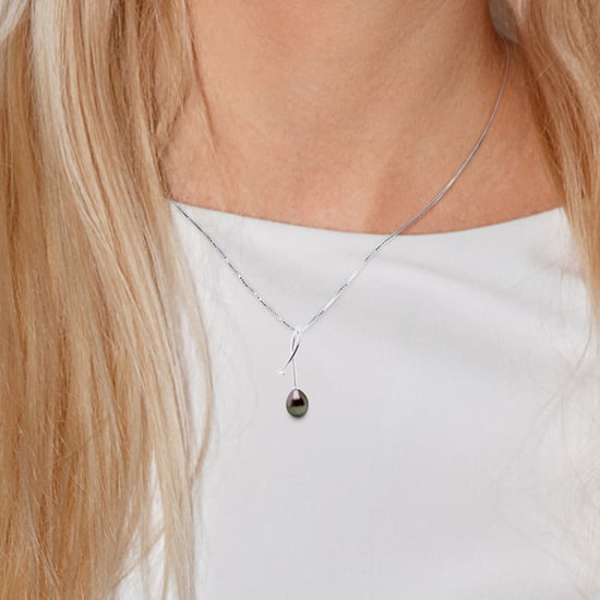 DIADEMA - Pendant - White Gold and Tahitian Pearl