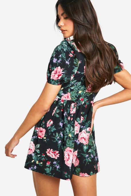 Floral Milkmaid Puff Playsuit