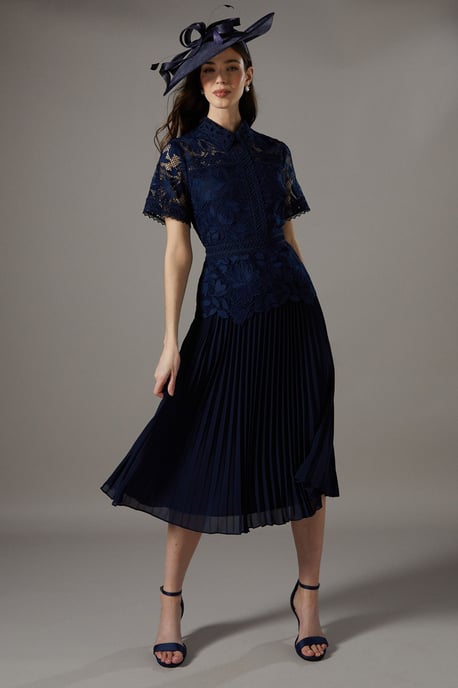 Lace Top Pleated Dress