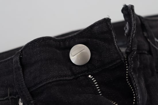 Acht Svarta Bomull Låg Midja Slim Fit Dam Casual Denim Jeans - Image 5