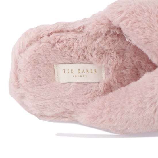 Women's Ted Baker Lopply Faux Fur Crossover Slippers in Dusky Pink - Image 6