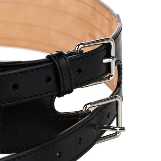 Vintage Alexander McQueen Wide Leather Belt Black
