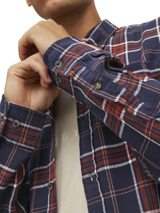 JACK & JONES Mens Slim Fit Check Shirts Long Sleeve - Image 4