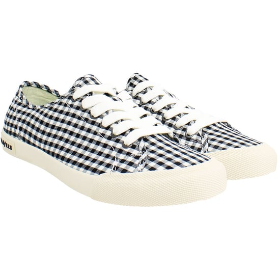 Seavees Monterey Americana Dames Zwart/Wit Plimsolls - Image 2