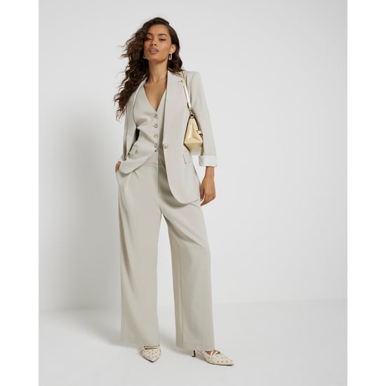 River Island Womens Blazer Petite Light Green Rolled Sleeve