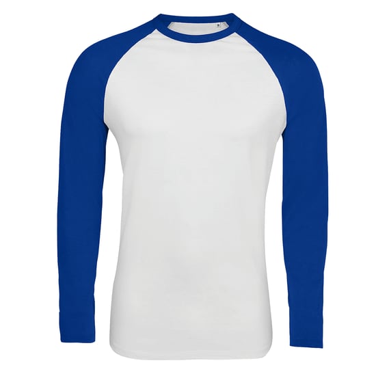 SOLS Mens Funky Contrast Long Sleeve T-Shirt (White/Royal Blue) - Image 1