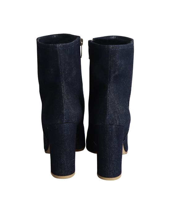 Gianvito Rossi Block Heel Ankle Boots in Blue Denim - Image 4