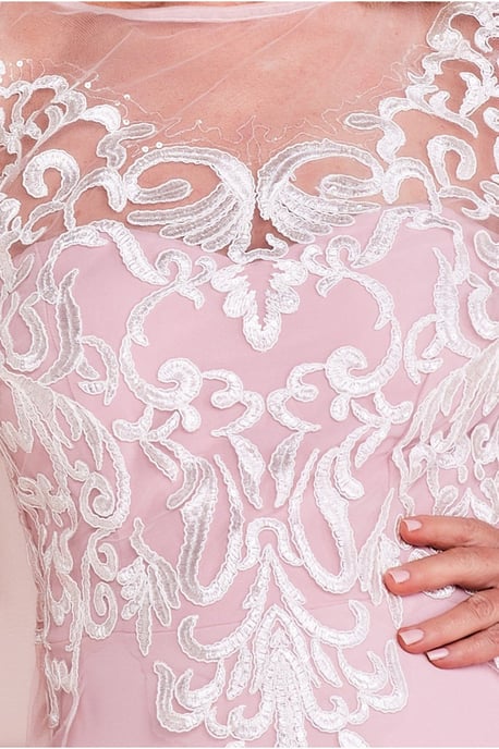 Mesh & Lace Embroidered Bodice Maxi