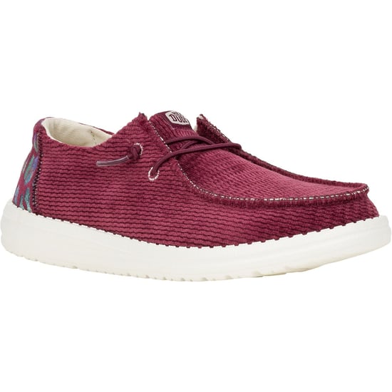HEYDUDE Wendy Corduroy Leo Polyester Dam Burgundy Loafers - Image 1
