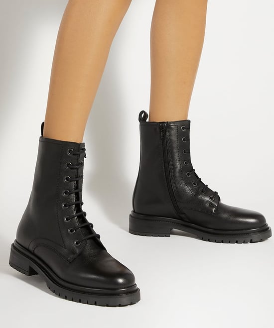 Dune Ladies Prestonne - Leather Cleated Sole Biker Boots
