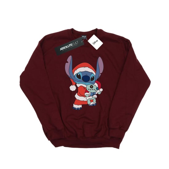 Disney Mens Lilo And Stitch Stitch Christmas Sweatshirt (Burgundy)