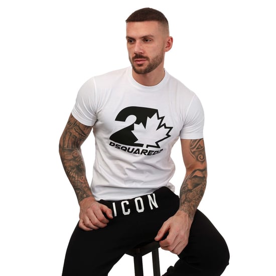 Men'S Dsquared2 Maple Leaf Logo T-Shirt In White - Image 4