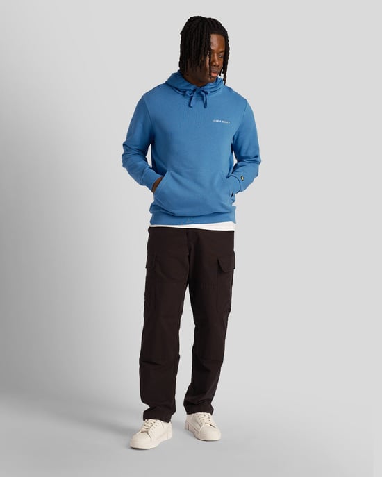 Loopback Broderad Hoodie för herrar i Blå - Image 2