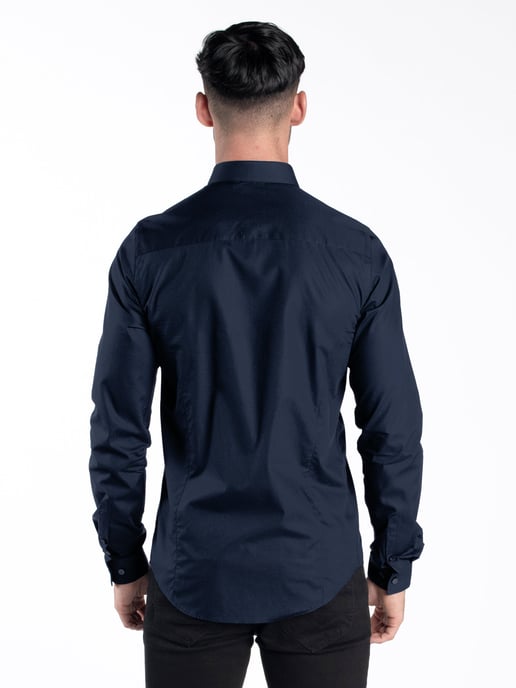 Luke 1977 Men's The Butchers Pencil Slim Fit Smart Shirt in Navy