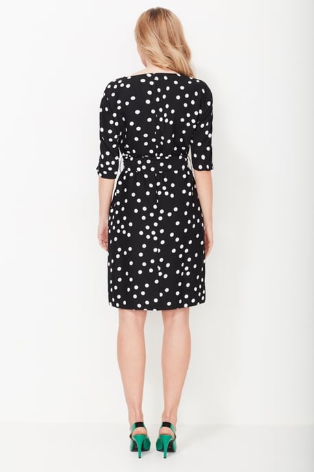 Black & White Spot Print Shift Dress