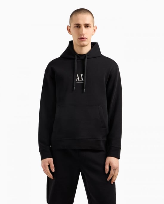 Armani Exchange Heren Geborduurd A|X Centraal Logo Pullover Hoodie - Image 1