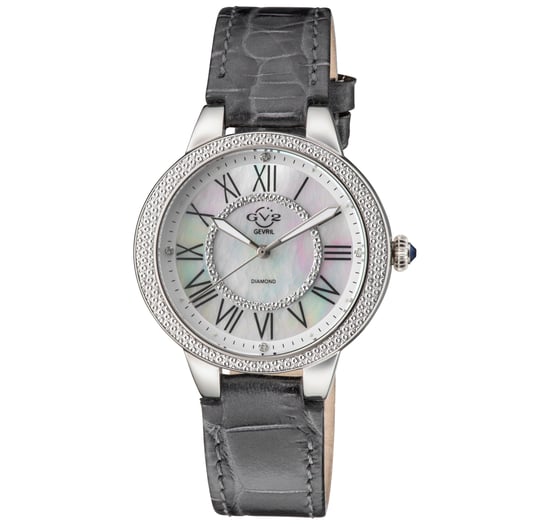 GV2 Astor II 9140-L9 Swiss Quartz Women's MOP Dial Grey Leather Diamond Watch - Image 1