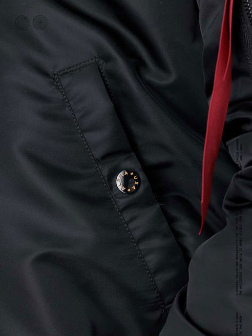 Alpha Industries Men's MA-1 VF Hood Dark Side Bomber Jacket in Black - Image 6