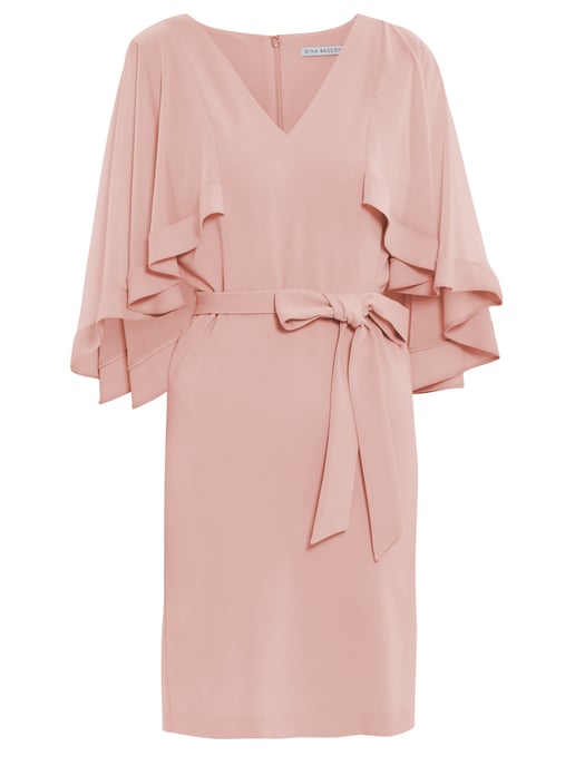 Chestina Moss Crepe Dress With Cape