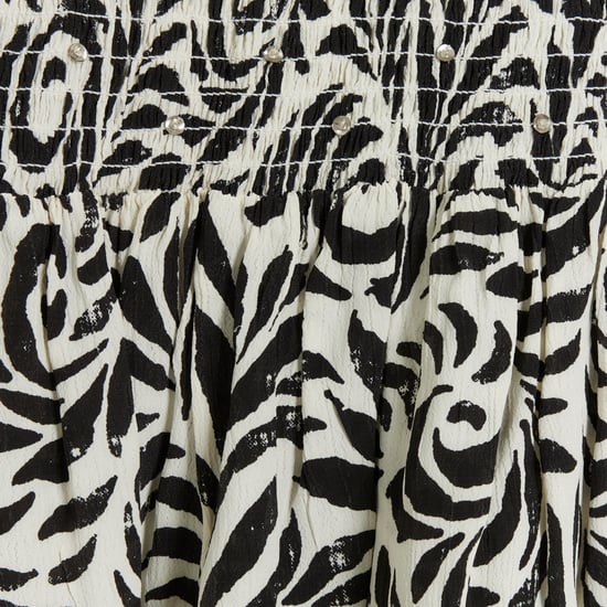 River Island Womens Blouse Black Abstract Shirred