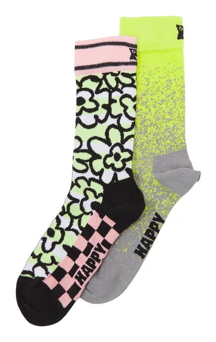 2 Pack Unisex Colourful Party Socks Giftbox Set - Yellow - Image 1