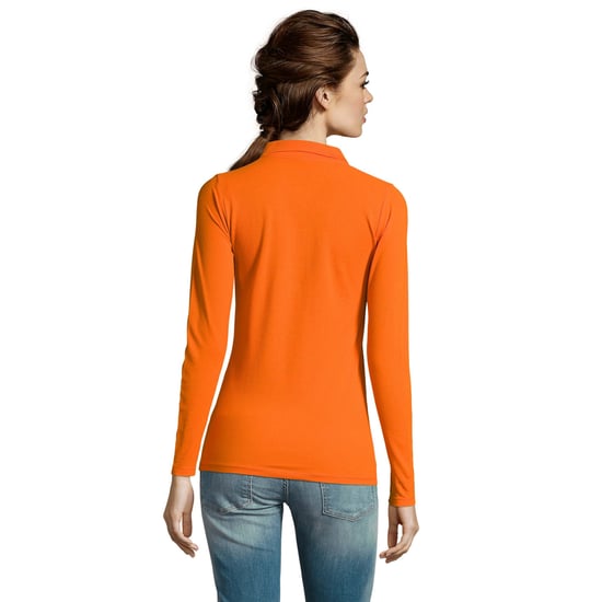 SOLS Dames/dames Perfecte Lange Mouw Pique Polo Shirt (Oranje) - Image 3