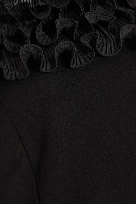Black Bardot Ruffle Ruched Maxi Dress - Image 6