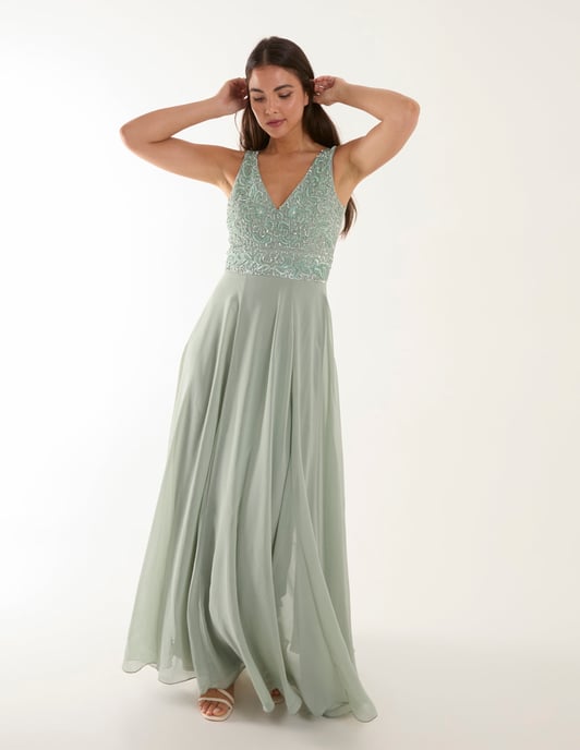 Embellished V-Neck Maxi Dress