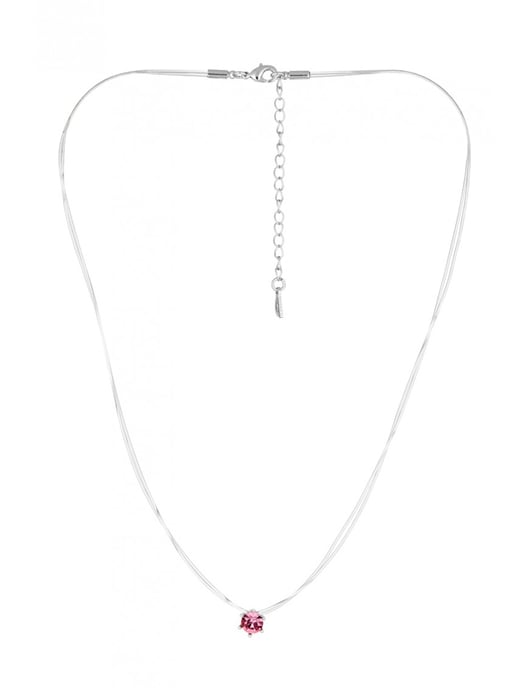 Osynligt halsband - silver och rosa - Image 3