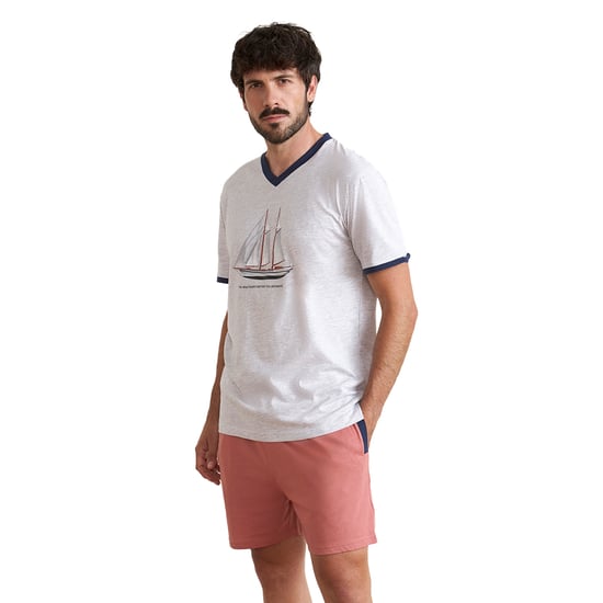 Men's short-sleeved V-neck pajamas JJBEH5602 - Image 1