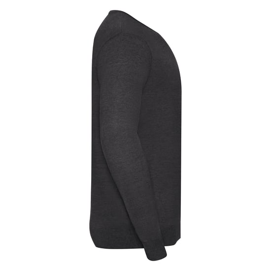 Russell Collection Heren Gebreid V Hals Sweatshirt (Houtskool mergel) - Image 3