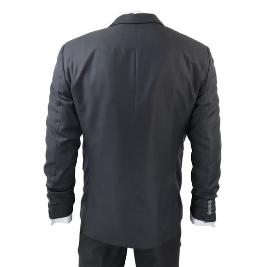 Mens IM1 Classic Plain Charcoal 3 Piece Suit - Image 6