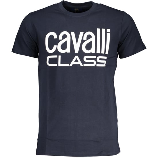 Cavalli Class Bold White Logo Navy Blue T-Shirt - Image 1