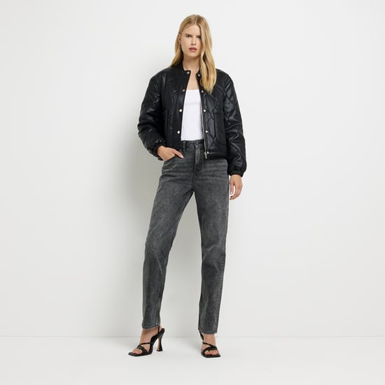 River Island Womens Straight Jeans Black High Waisted