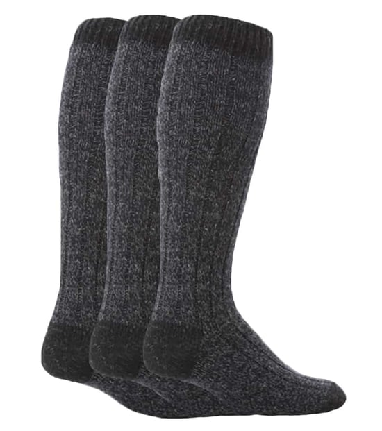 Set van 3 geribbelde kniehoge wollen gebreide laarzensokken voor heren - WFH0035NVY - Image 1