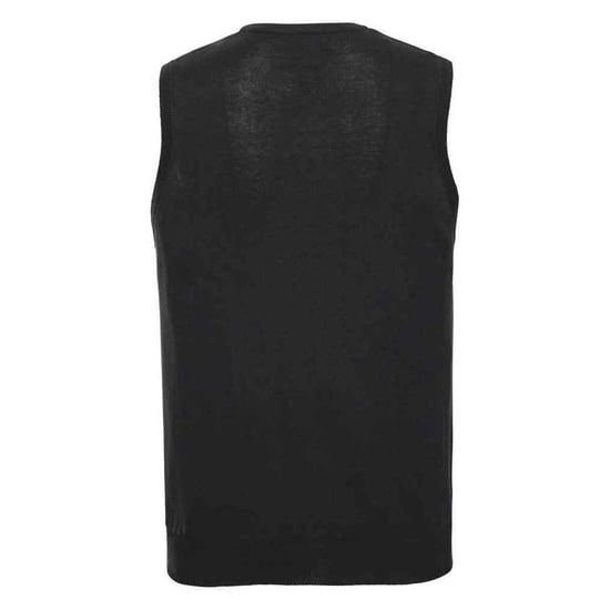 Russell Collection Heren Gebreid V Hals Mouwloos Sweatshirt (Zwart) - Image 2