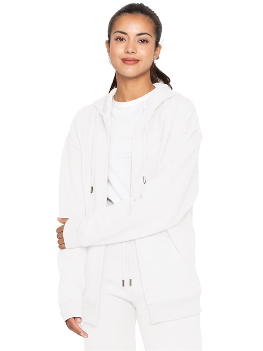 Enzo | Womens Oversized Zip Hoodie - Off White - Image 1
